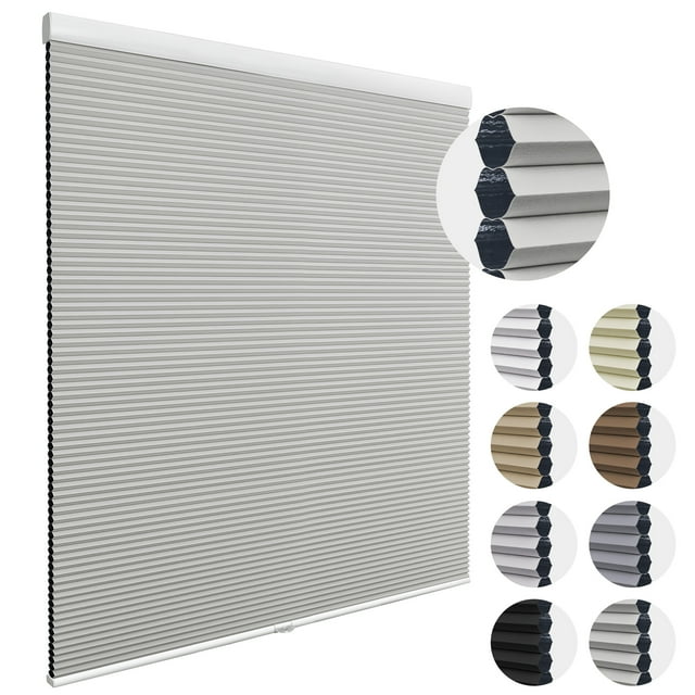 MiLin 100% Blackout Cordless Cellular Shades Cellular Blinds for Windows UV Protection Honeycomb Design Blinds and Shades Room Darkening Shades (Blackout Smoky Gray, 19" W X 60" H)