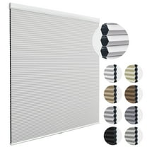 MiLin 100% Blackout Cordless Cellular Shades Cellular Blinds for Windows Heat Insulation UV Protection Honeycomb Design Blinds and Shades Room Darkening Shades (Blackout White, 12" W X 48" H)