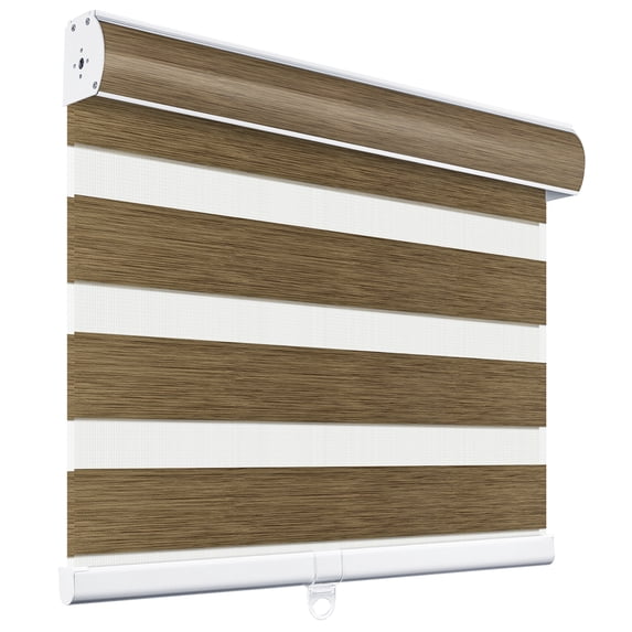 MiLin Cordless Blackout Zebra Blinds, Light Control Shading Privacy Dual Layer Roller Window Shades and Blinds, Day and Night Blinds Fast Delivery Custom (Blackout Brown, 36" W X 72" H)