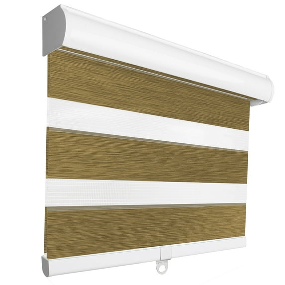 MiLin Cordless Blackout Zebra Blinds, Light Control Shading Privacy Dual Layer Roller Window Shades and Blinds, Fast Delivery Custom Cut to Size 12-70 Width Inch (Blackout Brown, 27" W X 72" H)