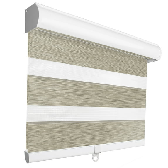 MiLin Cordless Blackout Zebra Blinds, Light Control Shading Privacy Dual Layer Roller Window Shades and Blinds, Fast Delivery Custom Cut to Size 12-70 Width Inch (Blackout Linen, 36" W X 72" H)