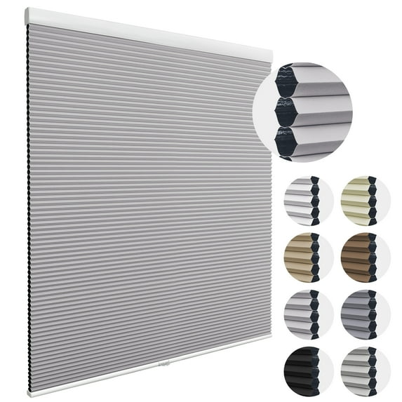 MiLin Cordless Cellular Shades Cellular Blinds for Windows Light Filtering Honeycomb Design Blinds and Shades Noise Reduction Shades for Home Offices (Light Filtering Gray, 22 1/2" W X 60" H)