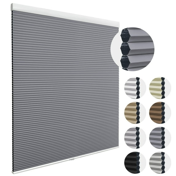 MiLin Cordless Cellular Shades Cellular Blinds for Windows Light Filtering Honeycomb Design Blinds and Shades Noise Reduction Shades for Home Offices (Light Filtering Haze Gray, 69" W X 72" H)