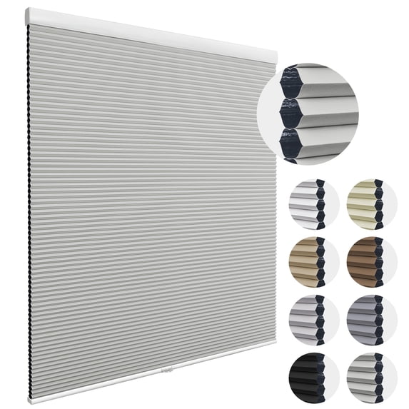 MiLin Cordless Cellular Shades Cellular Blinds for Windows Light Filtering Honeycomb Design Blinds and Shades Noise Reduction Shades for Home Offices (Light Filtering Smoky Gray, 31" W X 48" H)
