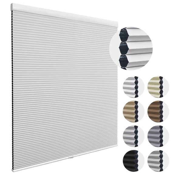 MiLin Cordless Cellular Shades Cellular Blinds for Windows Light Filtering Honeycomb Design Blinds and Shades Noise Reduction Shades for Home Offices (Light Filtering White, 62" W X 48" H)