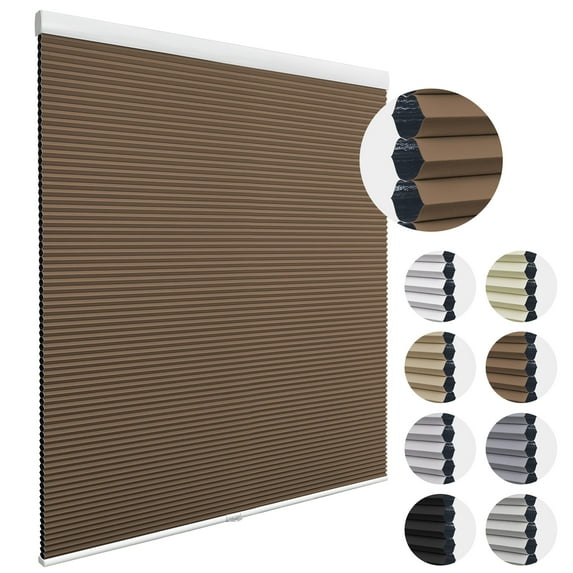 MiLin Cordless Cellular Shades Cellular Blinds for Windows Light Filtering Honeycomb Design Blinds and Shades Noise Reduction Shades for Home Offices (Light Filtering Brown, 40 1/2" W X 48" H)