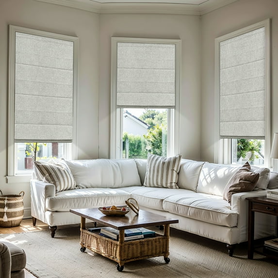 MiLin Cordless Roman Shades Blackout Roman Window Shades, Fabric Roman Blinds Custom Size Privacy Window Treatments Insulated for Home (Blackout Beige, 56" W X 72" H)
