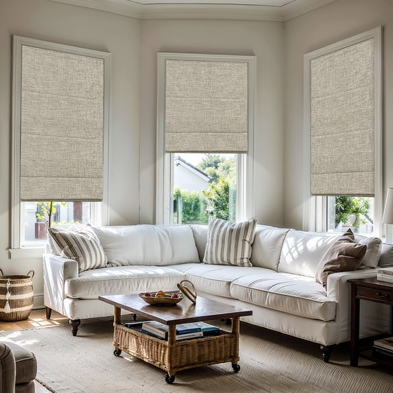MiLin Cordless Roman Shades Blackout Roman Window Shades, Fabric Roman Blinds Custom Size Privacy Window Treatments Insulated for Home (Blackout Caramel Brown, 13" W X 48" H)