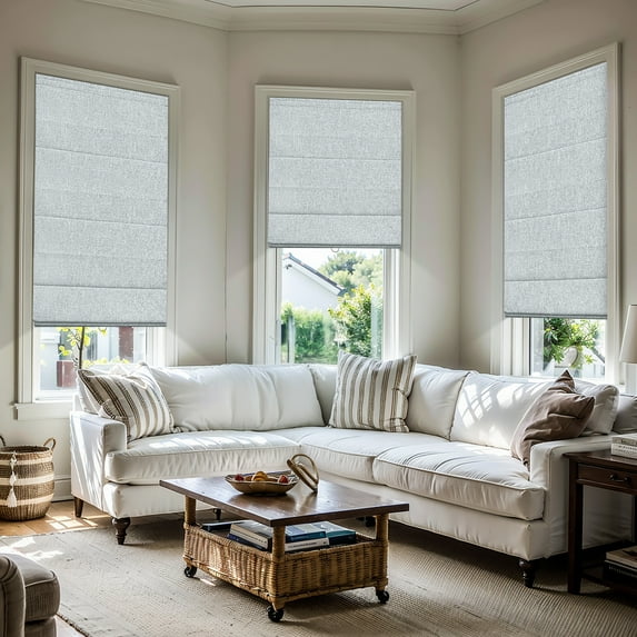 MiLin Cordless Roman Shades Blackout Roman Window Shades, Fabric Roman Blinds Custom Size Privacy Window Treatments Insulated for Home (Blackout Cloudy Grey, 38" W X 72" H)
