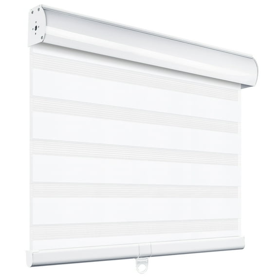 MiLin Cordless Zebra Blinds Window Blinds and Shades Dual Layer Roller Shades, Custom Size, Sheer or Privacy Light Control, Day and Night Window Shades (Light Filtering White, 70" W X 72" H)