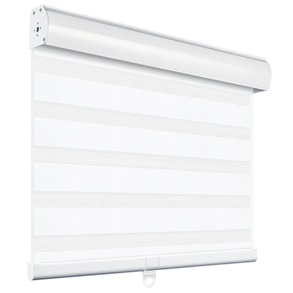 MiLin Cordless Zebra Blinds Window Blinds and Shades Dual Layer Roller Shades, Custom Size, Sheer or Privacy Light Control, Day and Night Window Shades (Light Filtering White, 38" W X 60" H)
