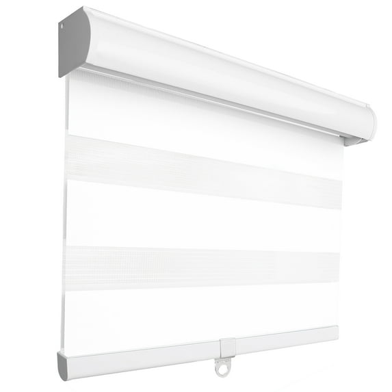 MiLin Cordless Zebra Blinds Window Shades, Light Control for Day and Night Dual Layer Roller Window Shades, Custom Cut to Size 12-70 Width Inch (Light Filtering White, 22" W X 60" H)