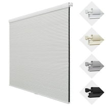 MiLin No Drill Cordless Cellular Shades Color-Matched No Tools Cellular Shades Honeycomb Design Blinds Shades for Window Room Office (Blackout White, 15" W X 48" H)