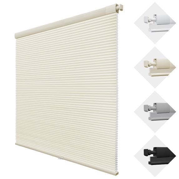 MiLin No Drill Cordless Cellular Shades Color-Matched No Tools Cellular Shades Honeycomb Design Blinds Shades for Window Room Office (Light Filtering Cream, 33 3/4" W X 72" H)