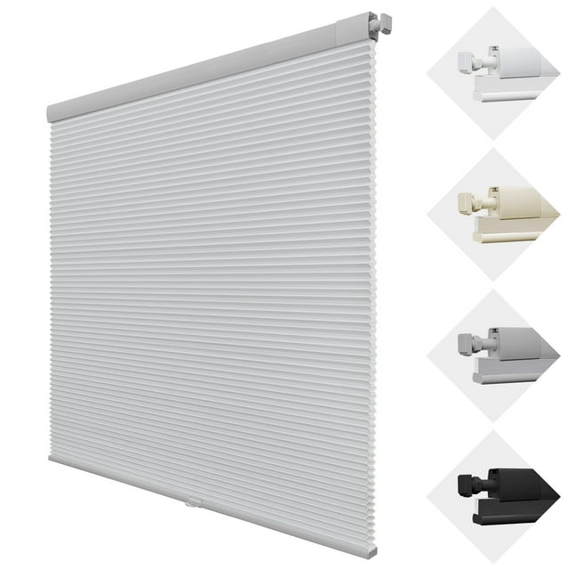 MiLin No Drill Cordless Cellular Shades Color-Matched No Tools Cellular Shades Honeycomb Design Blinds Shades for Window Room Office (Light Filtering Grey, 36" W X 48" H)