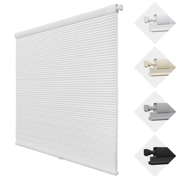 MiLin No Drill Cordless Cellular Shades Color-Matched No Tools Cellular Shades Honeycomb Design Blinds Shades for Window Room Office (Light Filtering White, 32 3/4" W X 72" H)