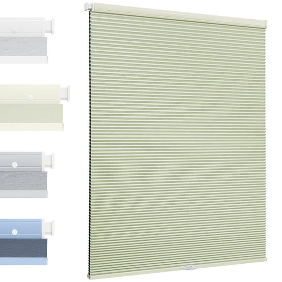 MiLin No Drill Cellular Shades - Cordless Cellular Blinds No Tools for Indoor Windows Bottom Up Blinds Tension Shades Easy to Install for Home Office (Blackout, Creamy, 52" W X 70" H)