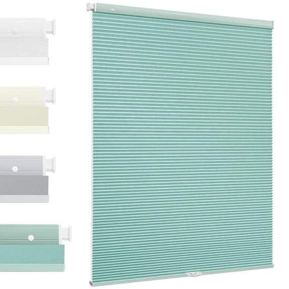MiLin No Drill Cellular Shades - Cordless Cellular Blinds No Tools for Indoor Windows Bottom Up Blinds Tension Shades Easy to Install for Home Office (Light Filtering, Mint Green, 52 1/4" W X 40" H)