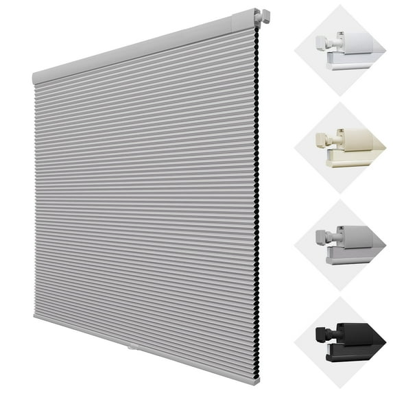 MiLin No Drill Cordless Cellular Shades Color-Matched No Tools Cellular Shades Honeycomb Design Blinds Shades for Window Room Office (Blackout Grey, 43 1/4" W X 72" H)