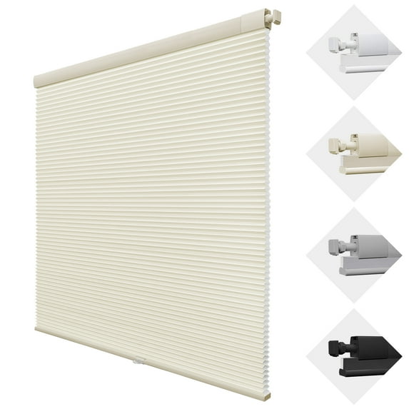 MiLin No Drill Cordless Cellular Shades Color-Matched No Tools Cellular Shades Honeycomb Design Blinds Shades for Window Room Office (Light Filtering Cream, 25 1/2" W X 60" H)