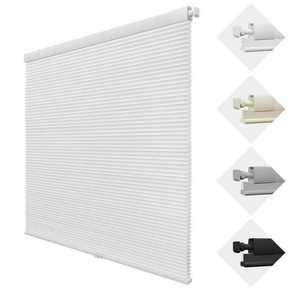 MiLin No Drill Cordless Cellular Shades Color-Matched No Tools Cellular Shades Honeycomb Design Blinds Shades for Window Room Office (Light Filtering White, 43 1/4" W X 48" H)