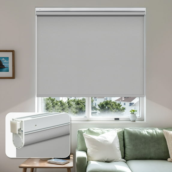 MiLin No Tools No Drill Cordless Roller Shades Roller Windows Shades Thermal Insulated Reduce Noise Privacy Window Roller Blinds for Home and Office (Blackout, Grey, 54 1/2"W X 60"H)