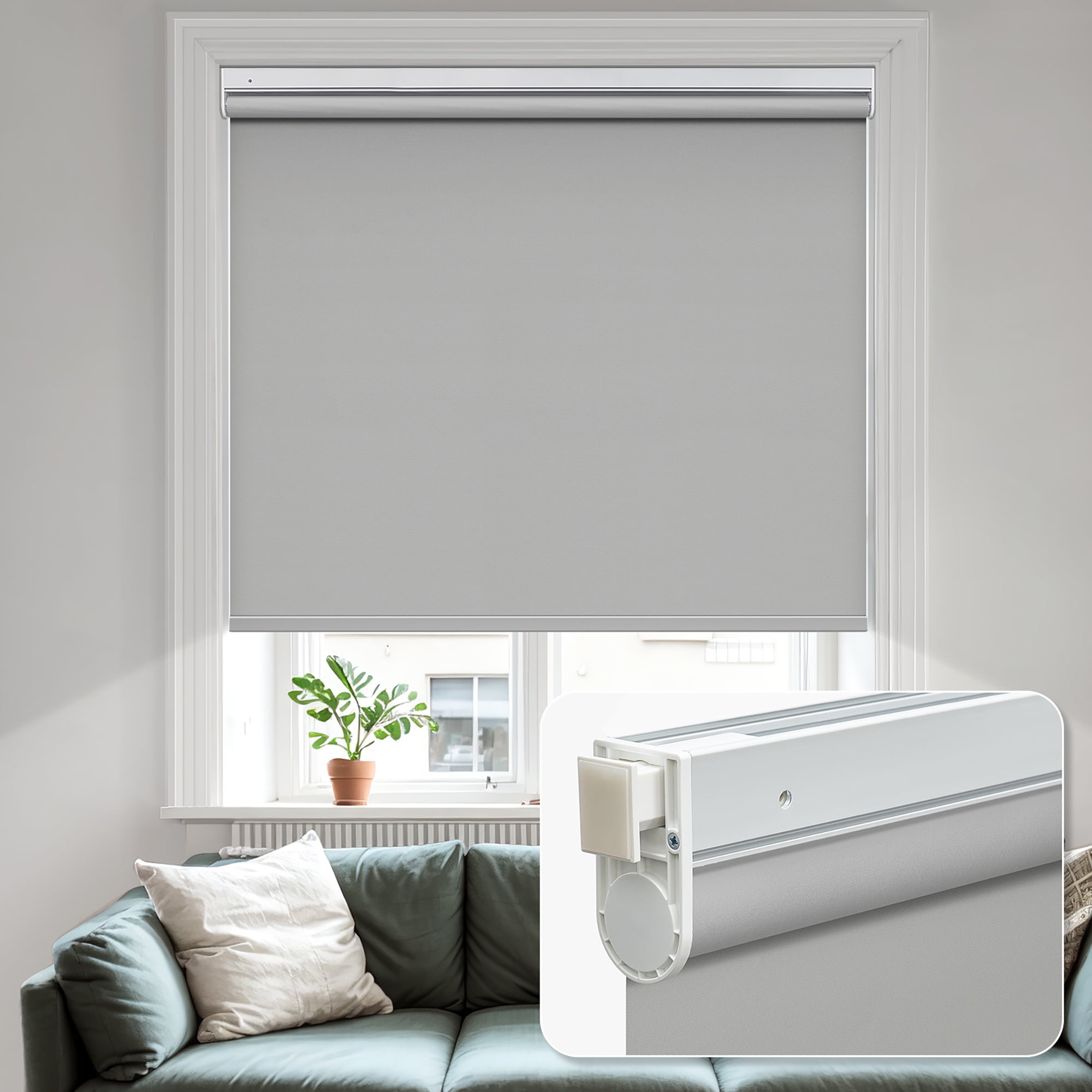MiLin No Tools No Drill Cordless Roller Shades Roller Windows Shades Thermal Insulated Reduce