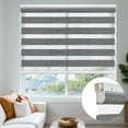 thumbnail image 1 of MiLin No Tools No Drill Cordless Zebra Blinds Blackout Zebra Windows Shades Dual Layer Roller Shades Thermal Insulated Reduce Noise Zebra Shades for Windows (Light Filtering Black, 46"W X 72"H), 1 of 6