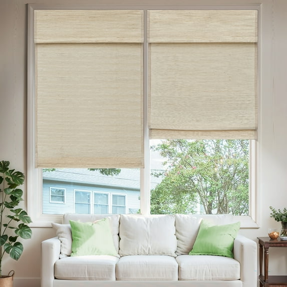 MiLin Roman Shades for Windows Cordless Blackout Roman Window Shades Blinds 100% Natural Linen Hand-Made Roman Blinds (Hickory Mill with Lining, Block 60%-70% Light, 45" W X 72" H)