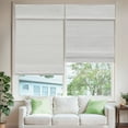 thumbnail image 1 of MiLin Roman Shades for Windows Cordless Blackout Roman Window Shades Blinds 100% Natural Linen Hand-Made Roman Blinds (Woodlands White with Lining, Block 100% Light, 54" W X 60" H), 1 of 6