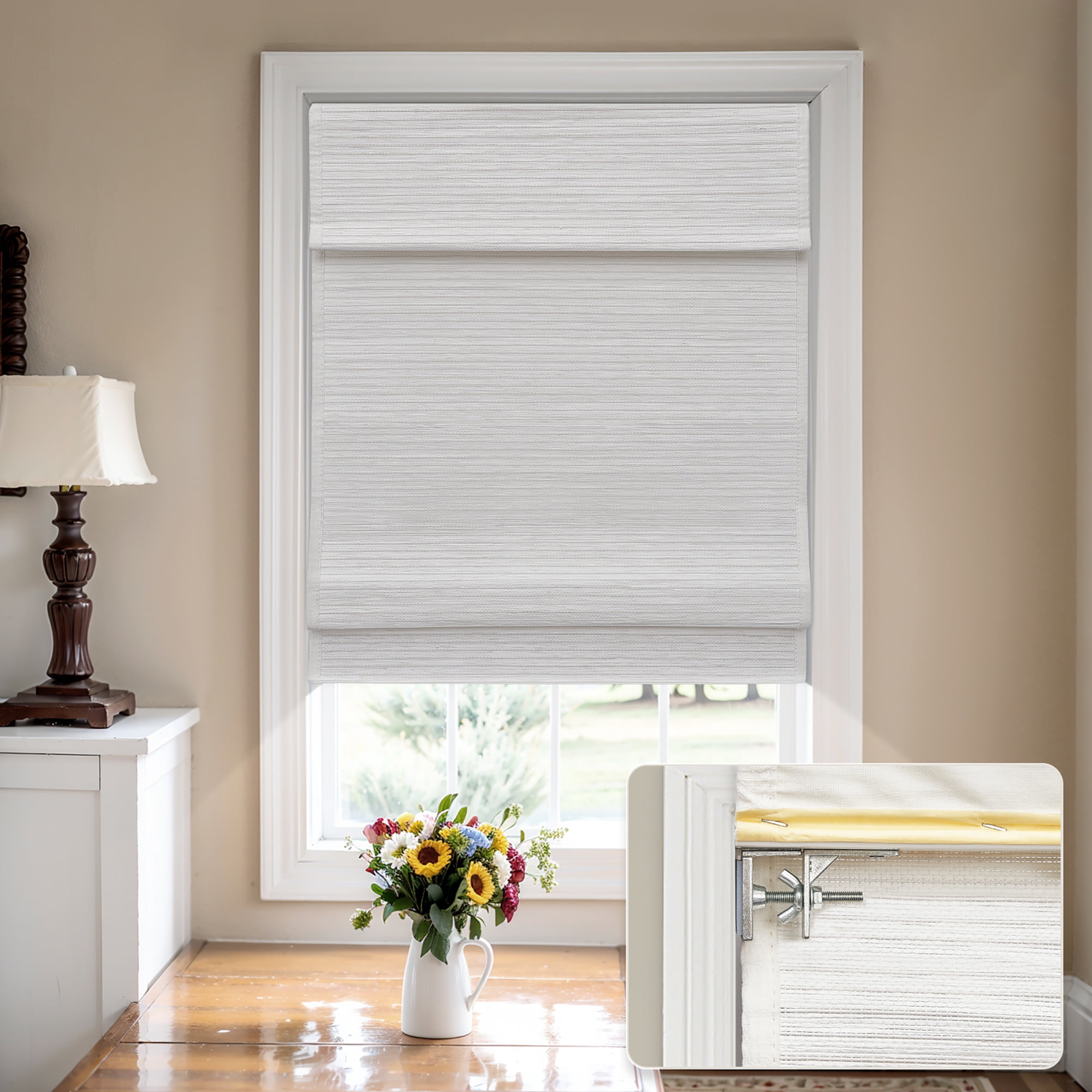 Fresh Look at Milin No Tools No Drill Cordless Roman Shades Privacy Linen