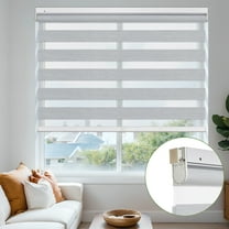 MiLin No Tools No Drill Cordless Zebra Blinds Blackout Zebra Windows Shades Dual Layer Roller Shades Thermal Insulated Reduce Noise Zebra Shades for Windows (Blackout Silver Grey, 12"W X 48"H)