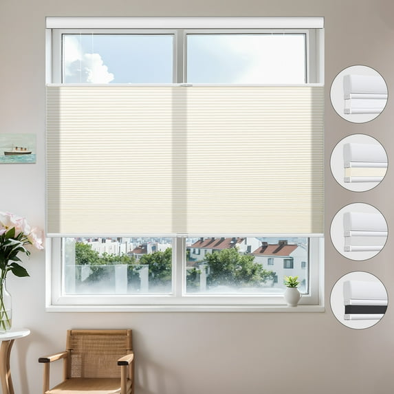 MiLin Top Down Bottom Up Cellular Blinds for Windows Cordless Cellular Shades Honeycomb Design Room Darkening Shades for Home, Bedroom, Office (Light Filtering Creamy, 37" W X 72" H)