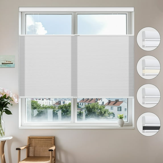 MiLin Top Down Bottom Up Cellular Blinds for Windows Cordless Cellular Shades Honeycomb Design Room Darkening Shades for Home, Bedroom, Office (Light Filtering Gray, 73" W X 72" H)
