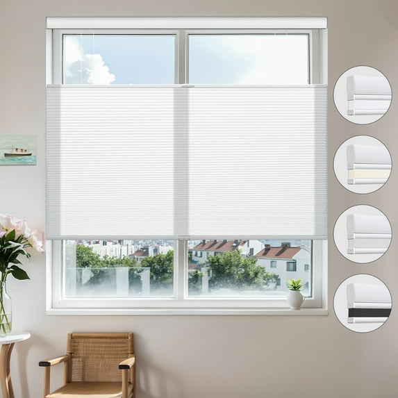 MiLin Top Down Bottom Up Cellular Blinds for Windows Cordless Cellular Shades Honeycomb Design Room Darkening Shades for Home, Bedroom, Office (Light Filtering White, 70" W X 60" H)