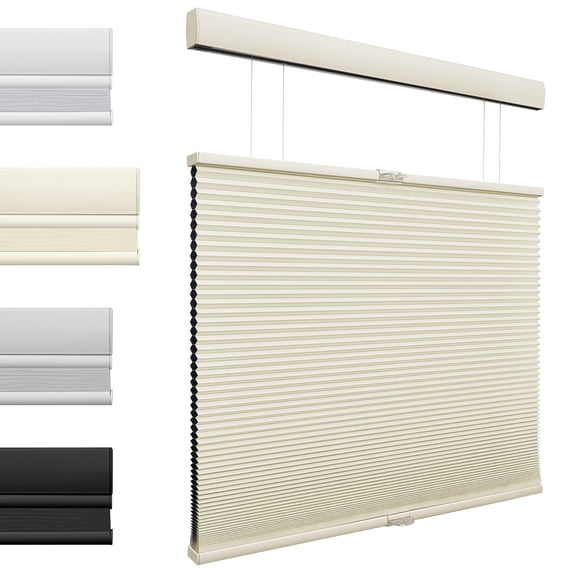 MiLin Top Down Bottom Up Cordless Cellular Shades Color-Matched Cellular Blinds for Windows Honeycomb Design Blinds Shades (Blackout Creamy, 40 1/2" W X 72" H)