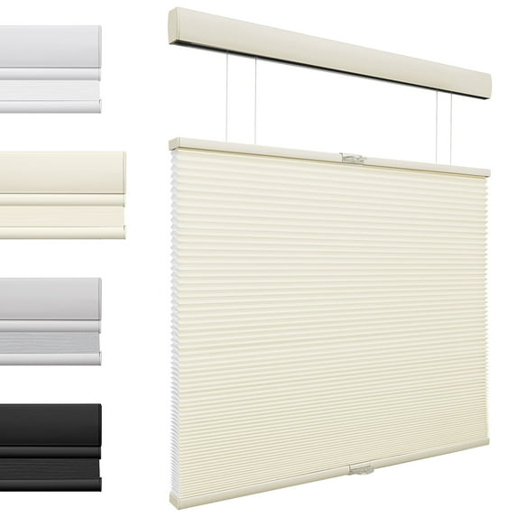 MiLin Top Down Bottom Up Cordless Cellular Shades Color-Matched Cellular Blinds for Windows Honeycomb Design Blinds Shades (Light Filtering, Creamy, 23"W × 60"H)