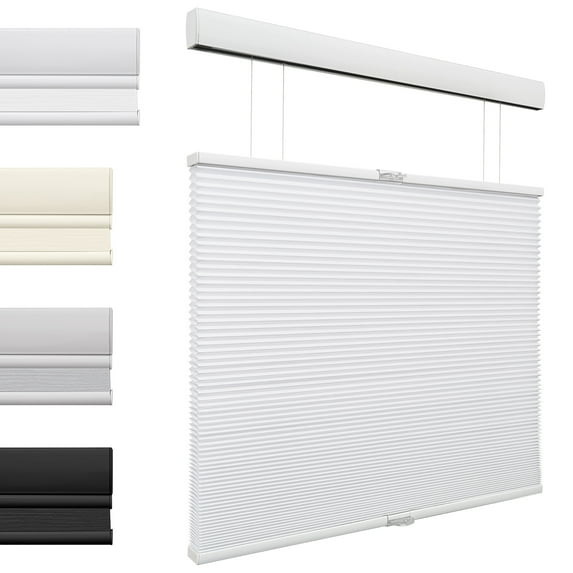 MiLin Top Down Bottom Up Cordless Cellular Shades Color-Matched Cellular Blinds for Windows Honeycomb Design Blinds Shades (Light Filtering White, 62" W X 48" H)