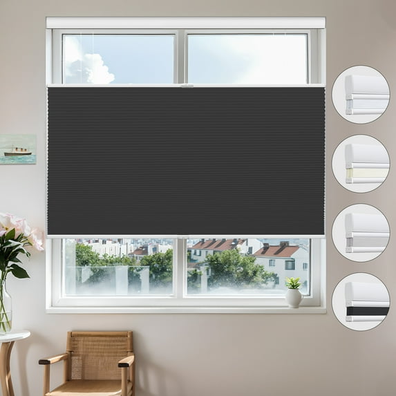 MiLin Top Down Bottom Up Cellular Blinds for Windows Cordless Cellular Shades Honeycomb Design Room Darkening Shades for Home, Bedroom, Office (Blackout Black, 32" W X 48" H)