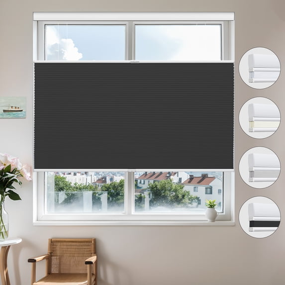 MiLin Top Down Bottom Up Cellular Blinds for Windows Cordless Cellular Shades Honeycomb Design Room Darkening Shades for Home, Bedroom, Office (Blackout Black, 55 1/2" W X 72" H)