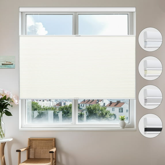 MiLin Top Down Bottom Up Cellular Blinds for Windows Cordless Cellular Shades Honeycomb Design Room Darkening Shades for Home, Bedroom, Office (Blackout Creamy, 25" W X 72" H)