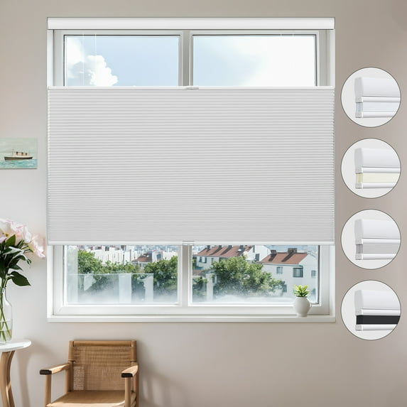 MiLin Top Down Bottom Up Cellular Blinds for Windows Cordless Cellular Shades Honeycomb Design Room Darkening Shades for Home, Bedroom, Office (Blackout Gray, 61" W X 48" H)