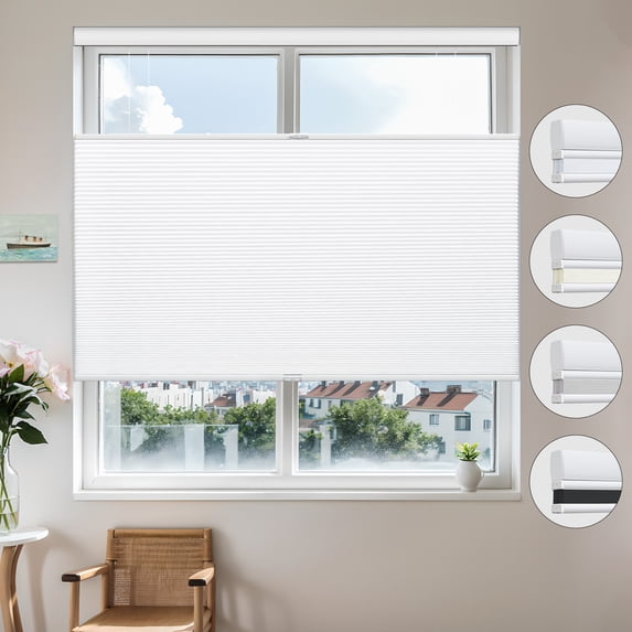 MiLin Top Down Bottom Up Cellular Blinds for Windows Cordless Cellular Shades Honeycomb Design Room Darkening Shades for Home, Bedroom, Office (Blackout White, 49 1/2" W X 72" H)