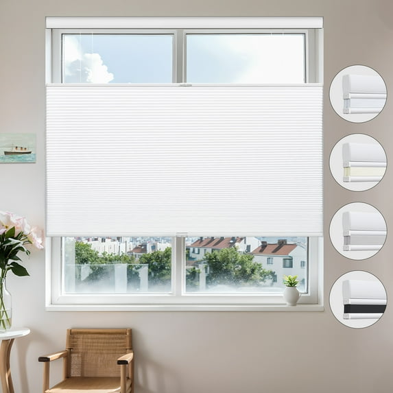 MiLin Top Down Bottom Up Cellular Blinds for Windows Cordless Cellular Shades Honeycomb Design Room Darkening Shades for Home, Bedroom, Office (Blackout White, 77 1/2" W X 72" H)