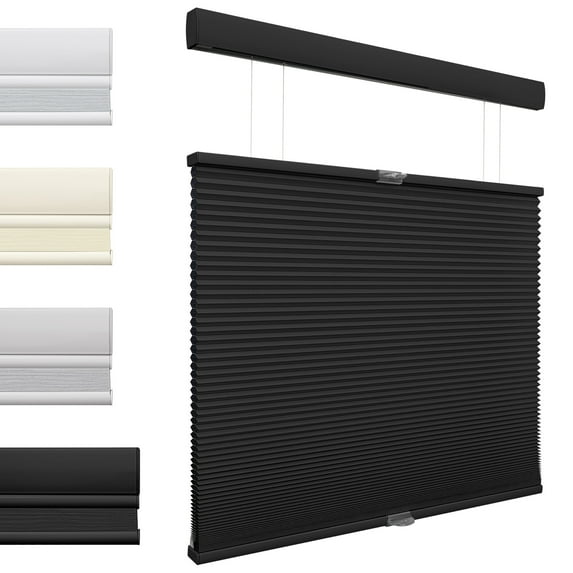 MiLin Top Down Bottom Up Cordless Cellular Shades Color-Matched Cellular Blinds for Windows Honeycomb Design Blinds Shades (Blackout Black, 24 1/2" W X 60" H)