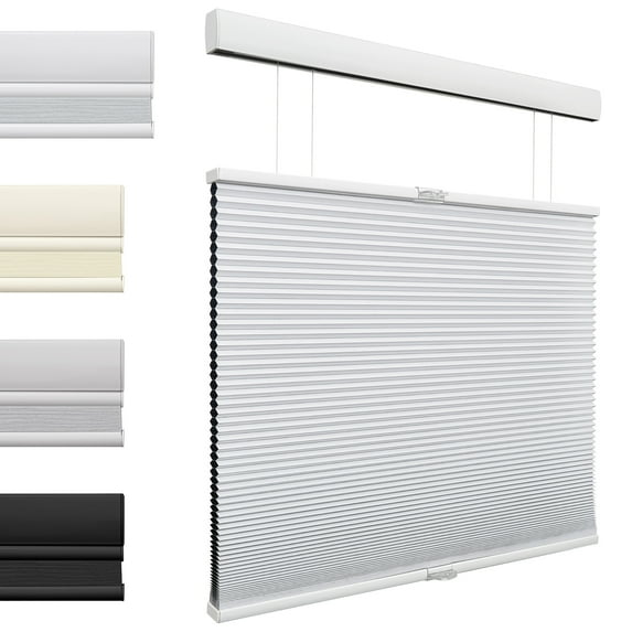 MiLin Top Down Bottom Up Cordless Cellular Shades Color-Matched Cellular Blinds for Windows Honeycomb Design Blinds Shades (Blackout White, 57 1/2" W X 72" H)