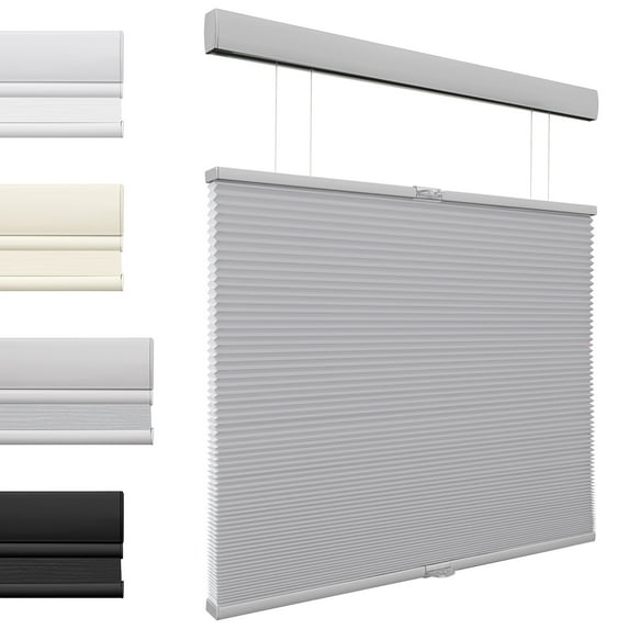 MiLin Top Down Bottom Up Cordless Cellular Shades Color-Matched Cellular Blinds for Windows Honeycomb Design Blinds Shades (Light Filtering Grey, 38 1/2" W X 60" H)
