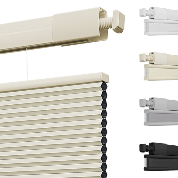 MiLin Top Down Bottom Up Cordless Cellular Shades No Drill Color-Matched No Tools Cellular Blinds for Windows Honeycomb Design Indoor Shades (Blackout Creamy, 37 1/2" W X 48" H)