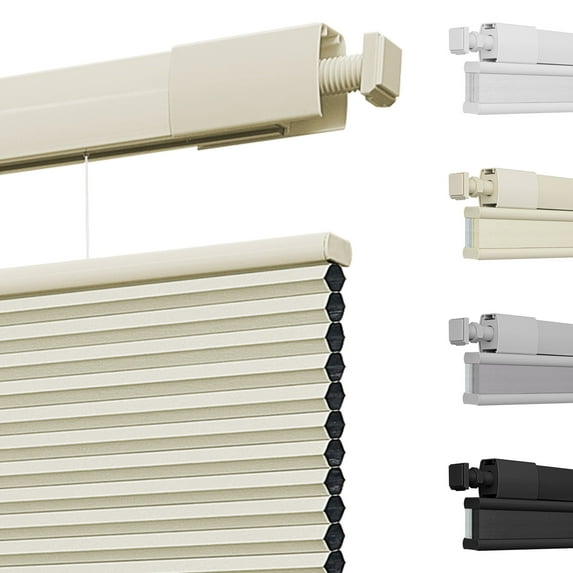 MiLin Top Down Bottom Up Cordless Cellular Shades No Drill Color-Matched No Tools Cellular Blinds for Windows Honeycomb Design Indoor Shades (Blackout Creamy, 62 1/4" W X 72" H)