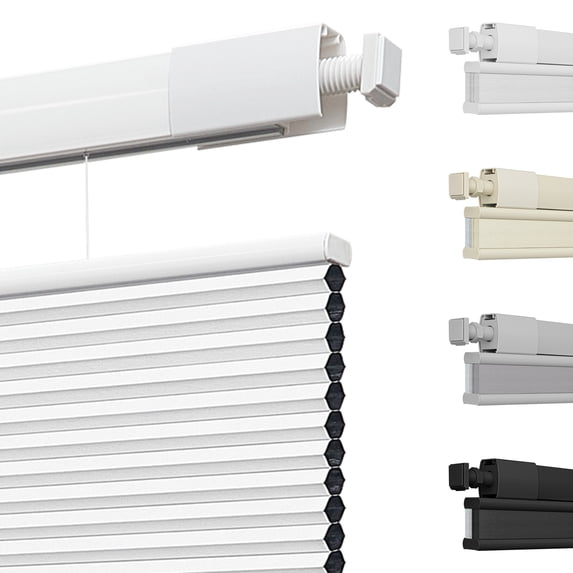 MiLin Top Down Bottom Up Cordless Cellular Shades No Drill Color-Matched No Tools Cellular Blinds for Windows Honeycomb Design Indoor Shades (Blackout White, 27" W X 72" H)